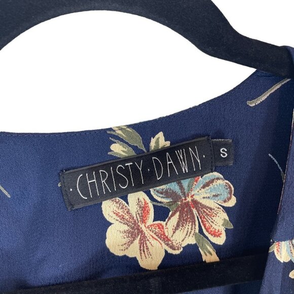 Christy Dawn The Autumn Floral Print Short Sleeve Wrap Dress Navy Blue Size S - Picture 3 of 11